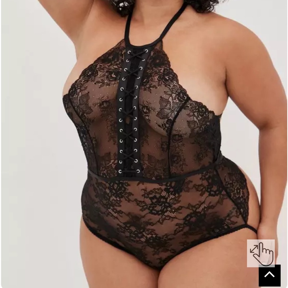 Torrid Black Lace Halter Bodysuit